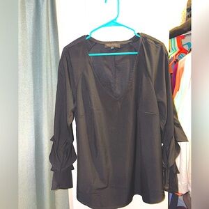 Eloquii Black Blouse with Ruffle Sleeves